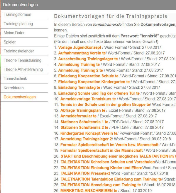 tennistrainer.de / access 1 year